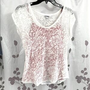 Express white lace tee